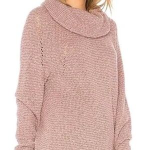 Free People Cowl Neck Sweater XS Mauve Chenille Knit Pullover